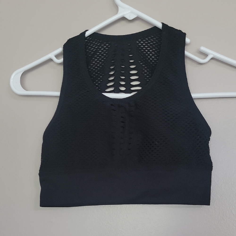 (2/$15) Nine Bull Black Mesh Padded Sports Bra Size S